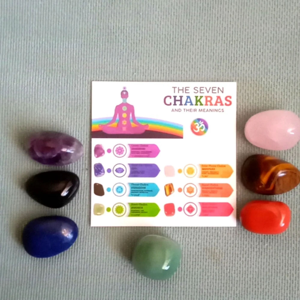 LAPIS LAZULI PENDANT NECKLACE WITH 7 CHAKRA TUMBLED GEMSTONES - Picture 5 of 6